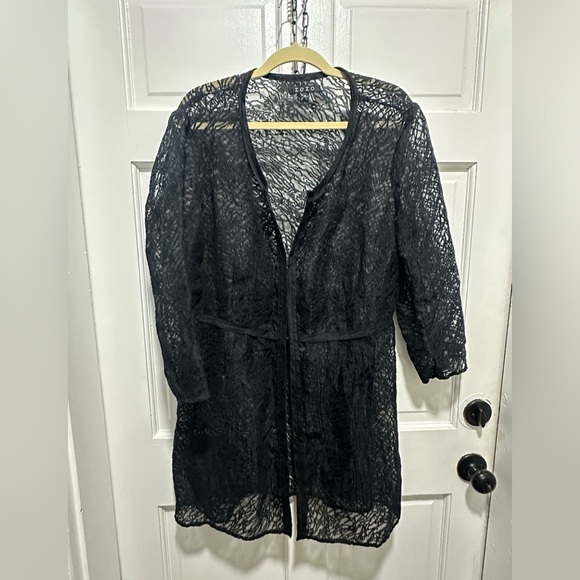 ZOZO Black Lace Sheer Jacket Whimsigoth Fairycore Minimalist Size XL - Picture 2 of 7